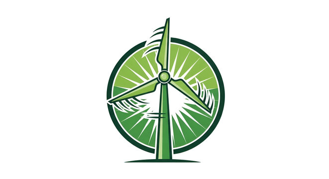 Wind turbine renewable energy logo design.