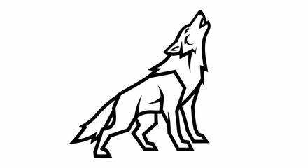 Fototapeta premium Stylized Wolf Howling Silhouette Icon Vector Art