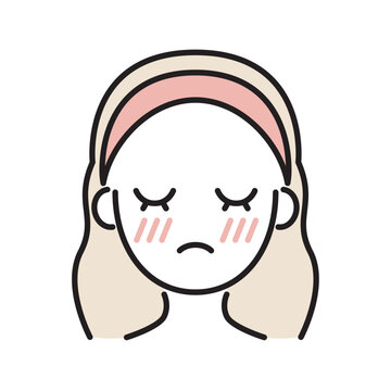 肌荒れ・ゆらぎ肌を表す女性のフェイスアイコン