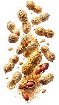 A dynamic arrangement of peanuts and peanut dust