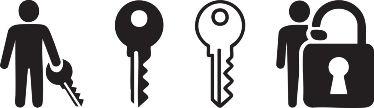 Authentication icon pack with user verification and secure system symbols