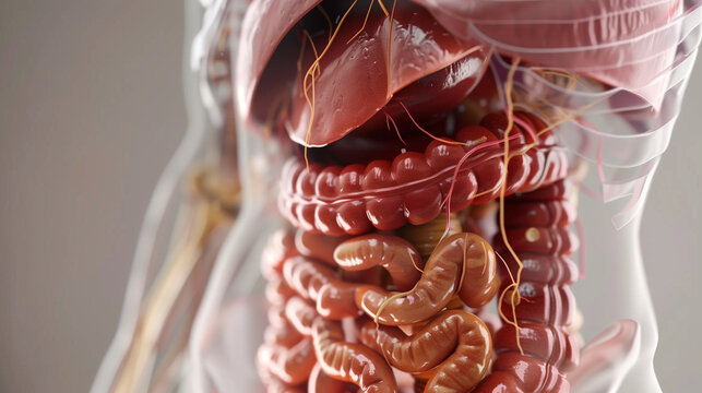 3D Human digestive system and stomach anatomy