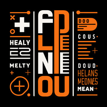 Bold typography design with geometric shapes and text elements