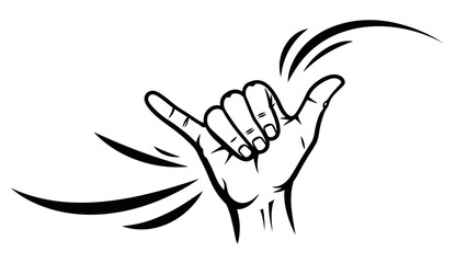 Obraz premium Hang Loose Hand Gesture Symbol, Shaka Sign, Surfing and Aloha Spirit