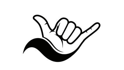 Hang Loose Hand Gesture Symbol with Wave, Shaka Sign, Aloha Spirit, Surfing Icon © ISLAH
