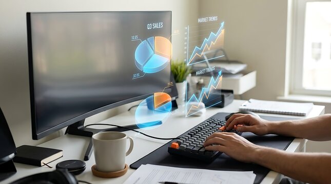 Person Typing on Keyboard at Desk.