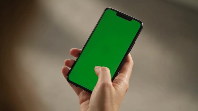 Smartphone green screen hand interaction for chroma key mockup