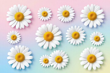 A bunch of white daisies on a colorful background © Mingqing