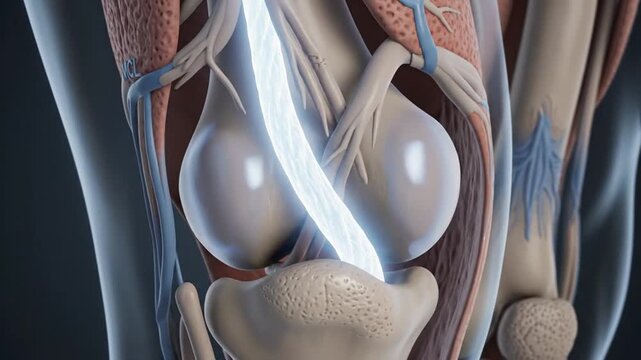 Medical 3D Illustration of Human Knee Joint and ACL Injury