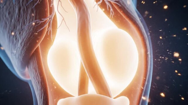 Human knee joint anatomical illustration of an acl injury