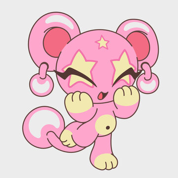 A cheerful cartoon girl animal. Funny character. Cartoon character design.