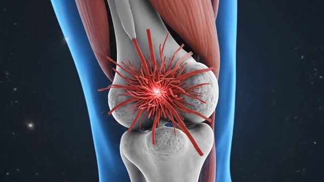3D Illustration of ACL Injury and Knee Pain in Human Anatomy