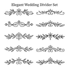 Fototapeta premium elegant wedding dividers floral ornaments seamless border vector illustration