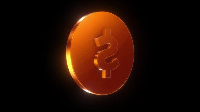 USA US United States of America 3D Gold Coin Ultra Shine Glowing Effect Loop Animation 4K Video
