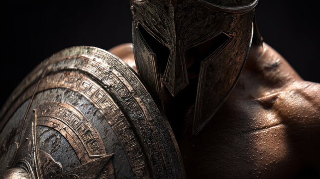 Ancient warrior with shield and helmet