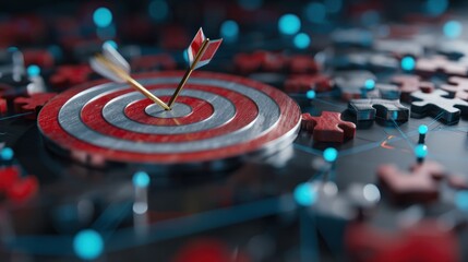 Fototapeta premium Arrow hitting target on a transparent background