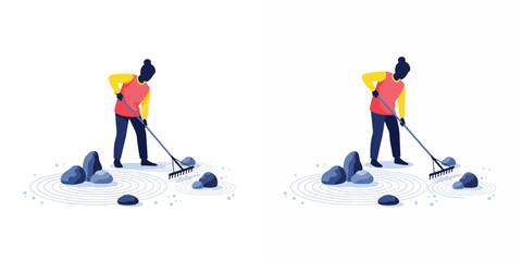 Fototapeta premium picture of a man cleaning a river