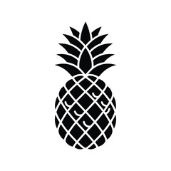 Obraz premium A simple black and white illustration of a smiling pineapple fruit