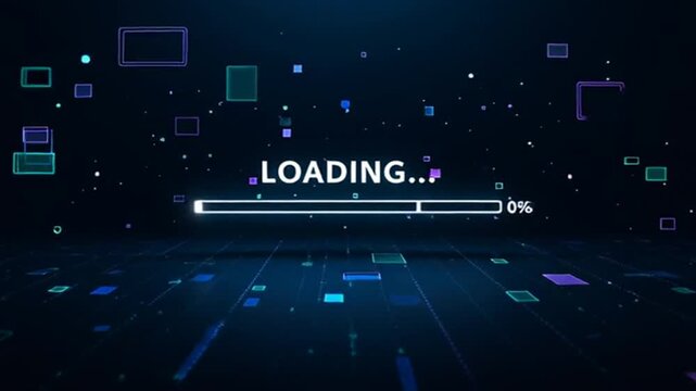 Professional abstract data loading sequence from Low to High for video projects Animation 0% to 80%. 4 k animation video .