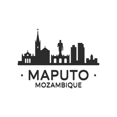 Fototapeta premium Maputo skyline silhouette with text mozambique s capital city