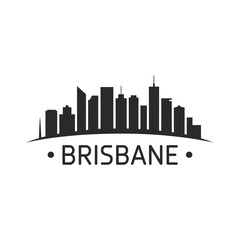 Fototapeta premium Brisbane skyline silhouette with city name displayed below the horizon