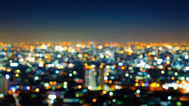 cityscape. Nighttime cityscape with glowing lights and an abstract skyline, blending blue and gold tones for an atmospheric view. real-estate listings.