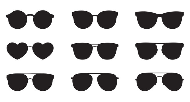 Minimalist eyewear silhouettes including aviator and heart frames for fashion design concepts.