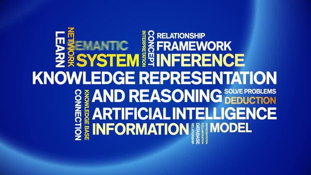 Knowledge Representation and Reasoning animated word cloud-text design animation tag kinetic typography seamless loop.
