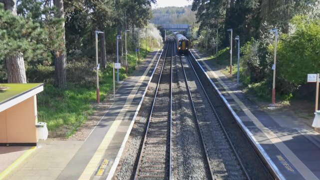 great british railways 4K rural station warwickshire england uk