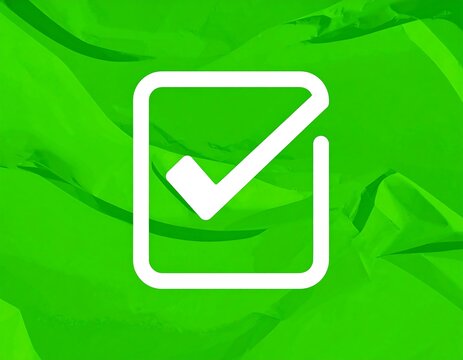 Green background with white checkmark in a box symbol