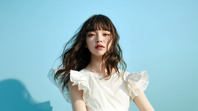 白いドレスの美しい女性