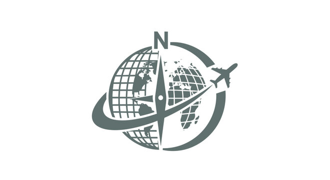 A Compass and Globe with an Airplane Symbol for Travel.