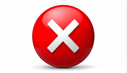 Obraz premium Red circular button with bold white X error symbol