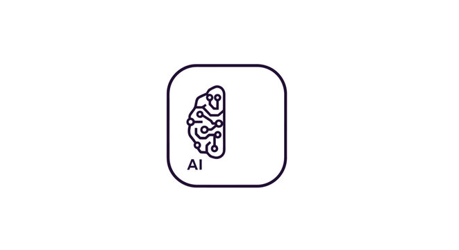 Artificial Intelligence Brain Icon Representing Innovation and Technology.