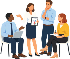 Fototapeta premium Teamwork Office Collaboration Flat Illustration Vector Design