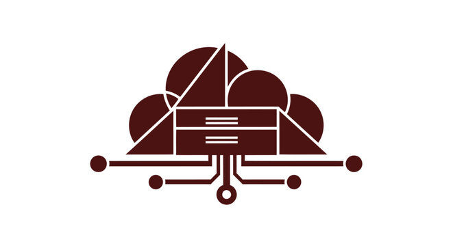 Abstract cloud computing logo design representing data storage and technology.