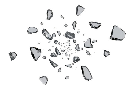 Fragments of broken stone or rock scattered apart isolated on transparent background