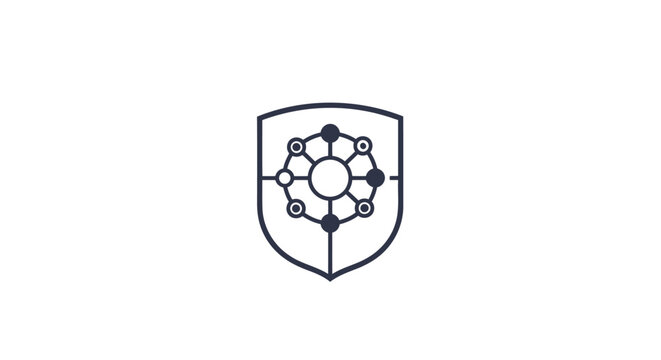 Abstract Geometric Shield with Circular Design and Dot Elements.