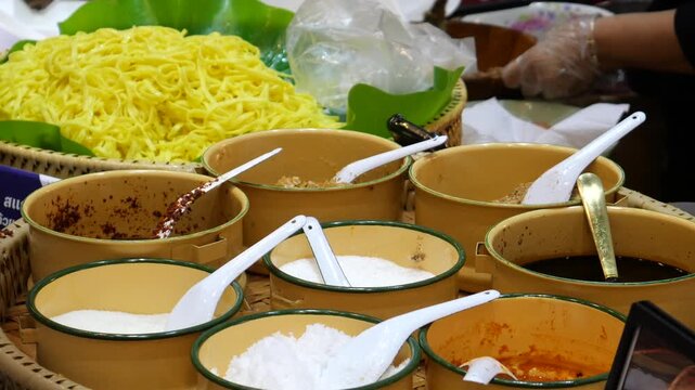 Creamy coconut curry noodle soup (Khao Soi), Thai Northern food