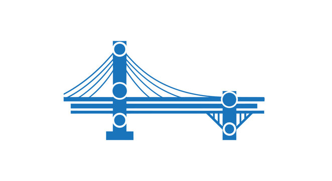 Blue Bridge Illustration - Modern Architectural Design and Engineering.