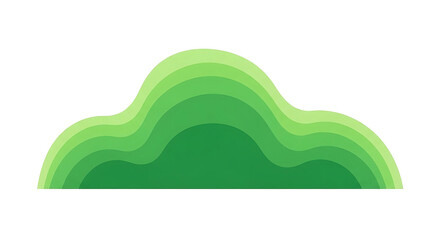 Fototapeta premium Green illustration depicts layered shades forming an abstract landscape