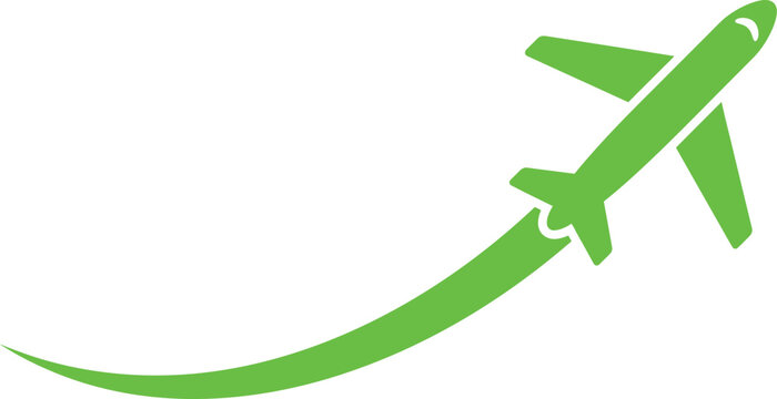 Black silhouette of an airplane soaring upwards in a curved motion