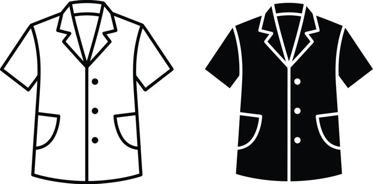 Vector graphic illustration of two short-sleeved shirts with a classic design and pockets