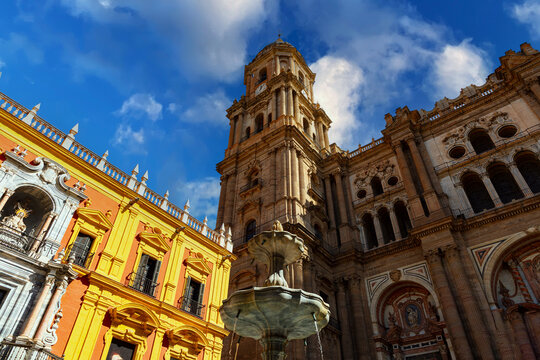 Die Santa Iglesia Catedral Basilica de la Encarnacion, Kathetrale von Malaga mit Bischofspalast, Plaza del Obispo, Malaga