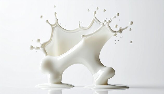 Milk Splash Forming Bone Shape on White Background