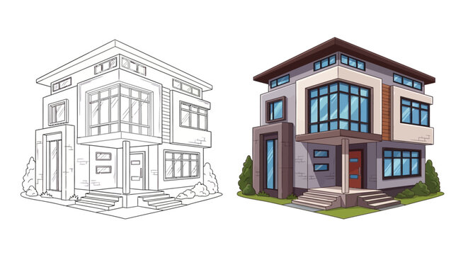 Modern House Exterior Design: Sketch to Realistic Rendering