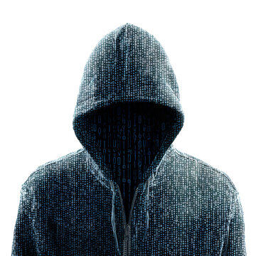 Anonymous Hacker in Hoodie with Binary Code Pattern - Professional Stock Photo