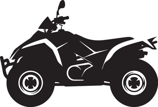 Black ATV silhouette, quad bike icon, off-road vehicle, motorcycle graphics