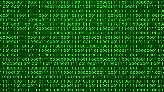 Abstract Green Binary Code Falling Digital Rain Background Loop