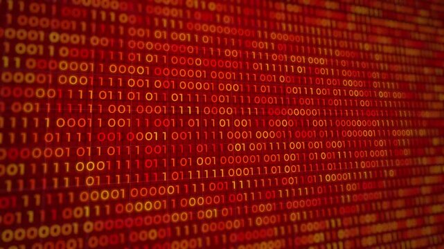Digital Data Stream Turning Red System Failure and Hacking Concept Loop
